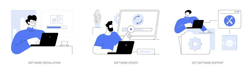 Software maintenance abstract concept vector illustrations. Stock Illustration