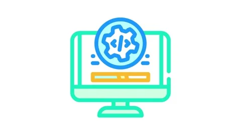 Software maintenance color icon animation Stock Footage 327267881