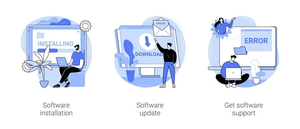 Software maintenance isolated cartoon vector illustrations se 스톡 일러스트