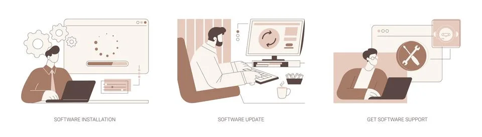Software maintenance isolated cartoon vector illustrations se Illustrazione stock