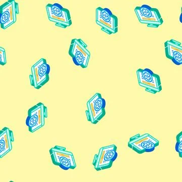 Software maintenance isometric icon seamless pattern Stock-Illustration