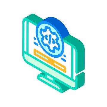 Software maintenance isometric icon vector illustration 스톡 일러스트