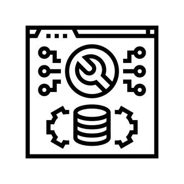 Software maintenance line icon vector illustration 库存插图