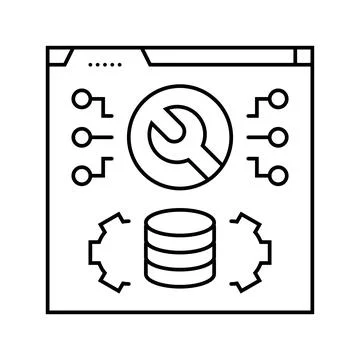 Software maintenance line icon vector illustration Illustrazione stock