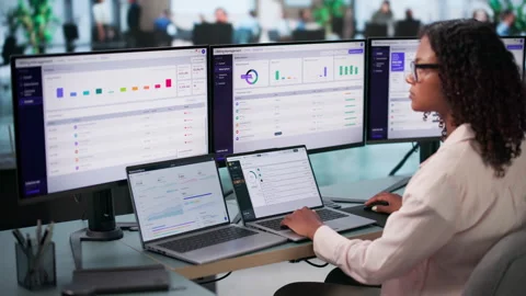 Software Manager Analyzing Subscription Billing Data On Laptop Stock Footage 341009870
