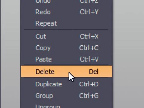 Software menu item with delete command Stock Illustration