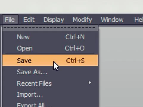 Software menu item with save command Stock Illustration
