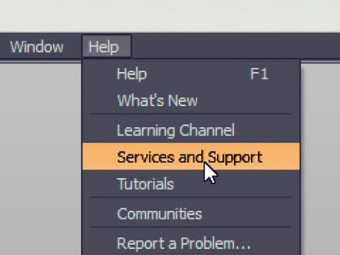 Software menu item with support service command Stock Illustration