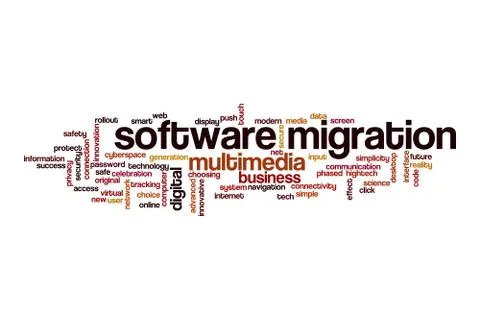 Software migration word cloud concept Stock Illustration