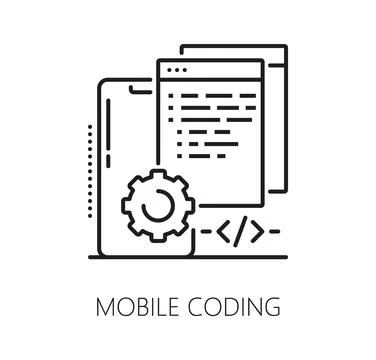 Software mobile coding program code line icon Stock Illustration