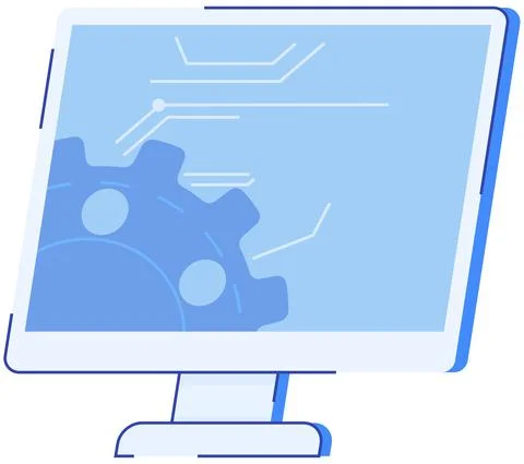 Software for modern device. Computer setup, program for development. Option Stock Illustration