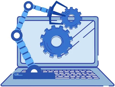 Software for modern device. Setup program for laptop. Technical support Stock Illustration