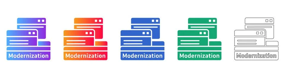 Software Modernization and Application Icons Иллюстрация