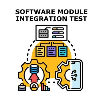 Software module integration test development concept Illustrazione stock