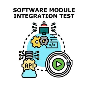 Software module integration testing concept connecting components Illustrazione stock