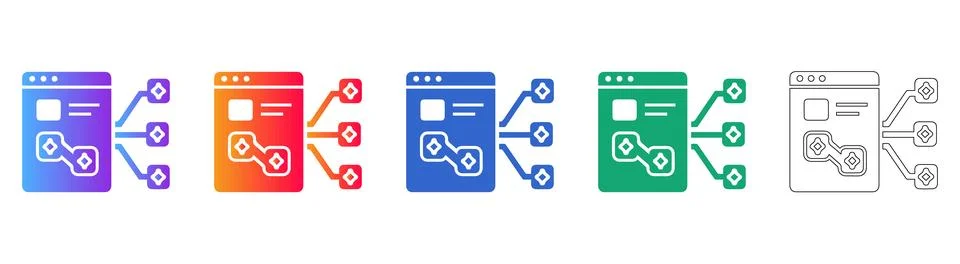 Software Network Node Map Icon Set Stock Illustration