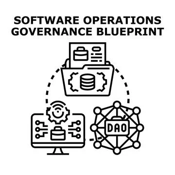 Software operations governance blueprint planning concept Illustrazione stock