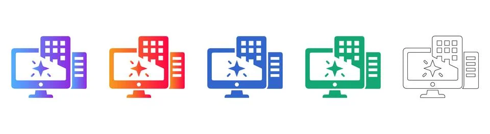 Software Optimization and Server Icons 스톡 일러스트