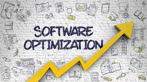 Software Optimization Drawn on White Brickwall 스톡 일러스트