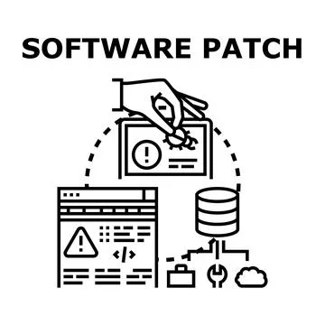 Software patch concept fixing bugs and updating development Stock Illustration
