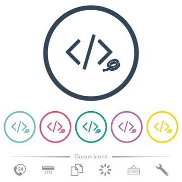 Software patch flat color icons in round outlines Stock Illustration