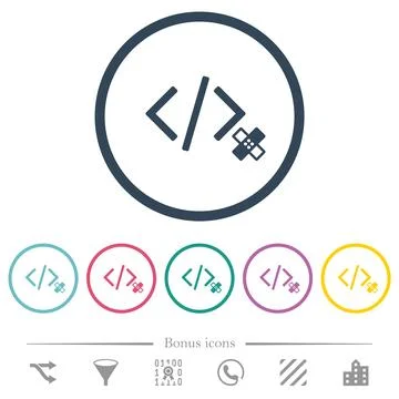 Software patch flat color icons in round outlines Illustrazione stock