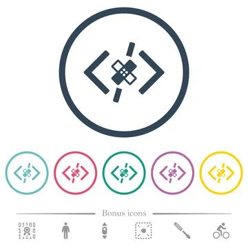 Software patch flat color icons in round outlines 스톡 일러스트