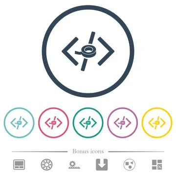 Software patch flat color icons in round outlines Stock Illustration