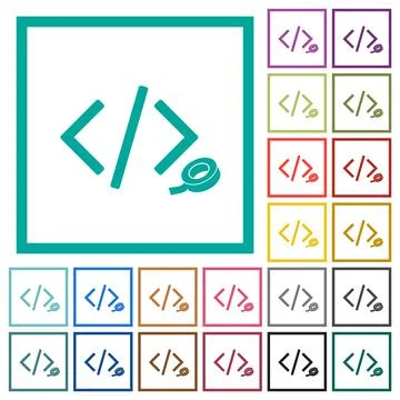 Software patch flat color icons with quadrant frames Illustrazione stock