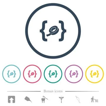 Software patch flat color icons in round outlines Stock Illustration
