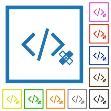 Software patch flat framed icons Stock Illustration