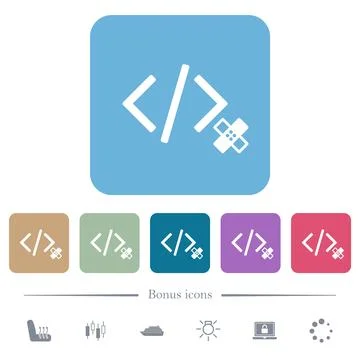 Software patch flat icons on color rounded square backgrounds Stock Illustration