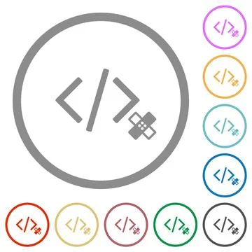 Software patch flat icons with outlines Illustrazione stock