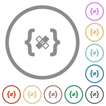 Software patch flat icons with outlines Stock Illustration