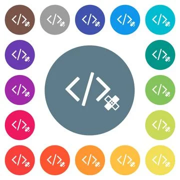 Software patch flat white icons on round color backgrounds Stock Illustration