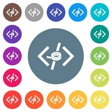 Software patch flat white icons on round color backgrounds Stock Illustration