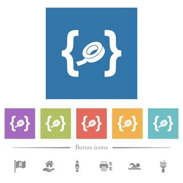 Software patch flat white icons in square backgrounds Stock Illustration