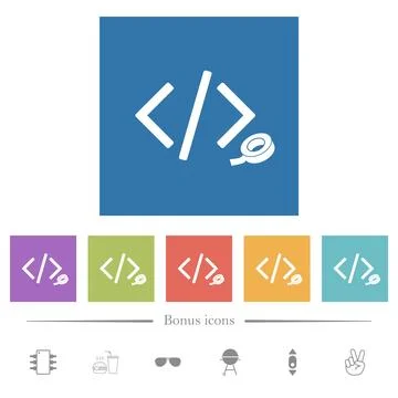 Software patch flat white icons in square backgrounds Illustrazione stock