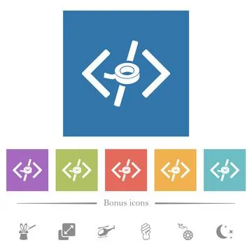 Software patch flat white icons in square backgrounds Stock Illustration