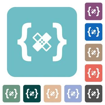 Software patch rounded square flat icons Stock Illustration