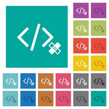 Software patch square flat multi colored icons Stock Illustration