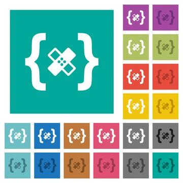 Software patch square flat multi colored icons Stock Illustration