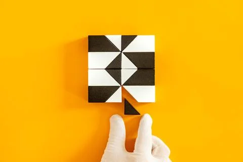 Software patching and micro vulnerability concept. Hand in white glove  Stock Photos