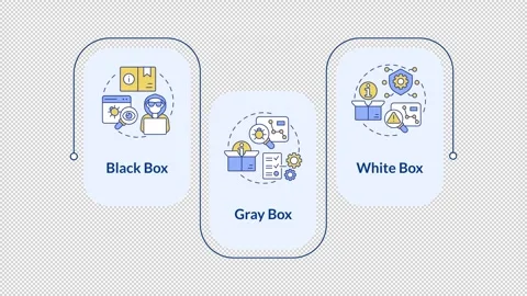 Software penetration testing methods infographic animation rectangle Stock Footage 296580312