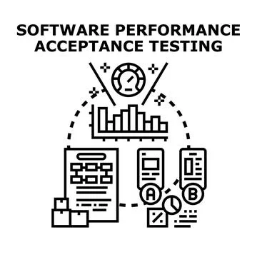 Software performance acceptance testing and quality assurance Illustrazione stock