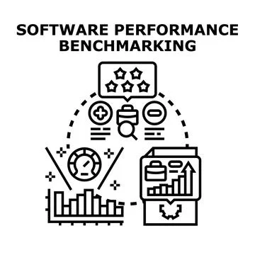 Software performance benchmarking evaluating system efficiency and quality 库存插图