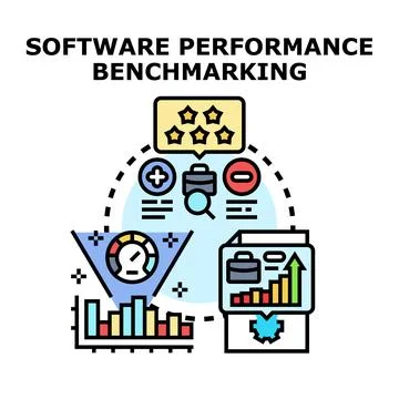Software performance benchmarking evaluating system efficiency and quality イラスト素材