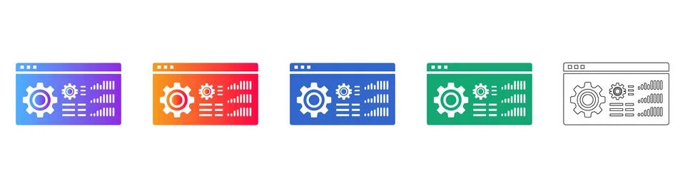 Software Performance Dashboard Icons Stock Illustration