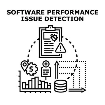 Software performance issue detection and troubleshooting process Stockillustratie