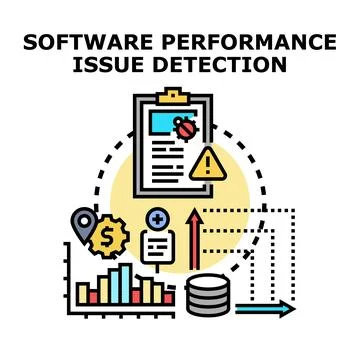 Software performance issue detection and troubleshooting process Stock Illustration